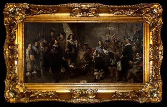 framed  Govert flinck Schutters van de compagnie van kapitein Joan Huydecoper en luitenant Frans Oetgens van Waveren bij het sluiten van de Vrede van Munster, ta009-2